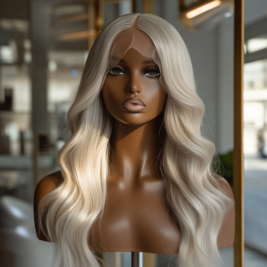 Platinum Blonde Body Wave 13x4 Transparent Lace Front Wig